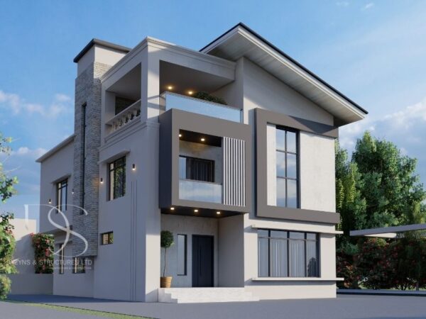 Plan TJDU51-5Bedroom Duplex Design on 350sq.m Land