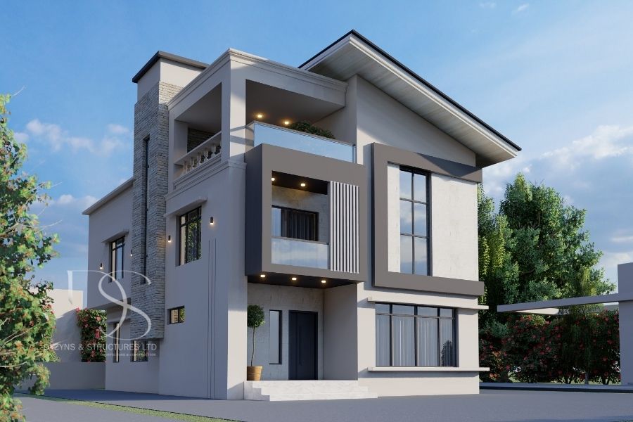 Plan TJDU51-5Bedroom Duplex Design on 350sq.m Land
