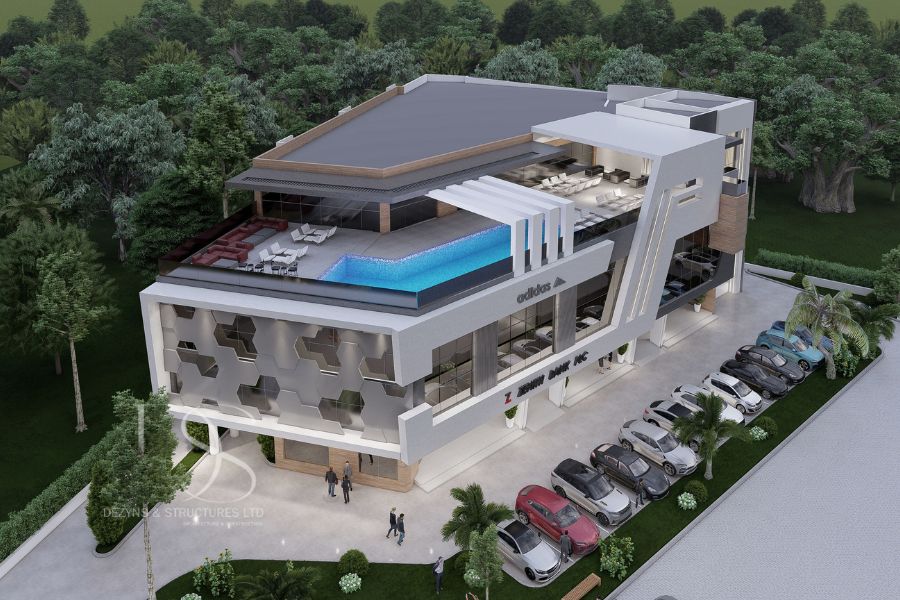 Plan PEMA04-Shopping Mall with Multipurpose Hall, Restaurants, Lounge & Basement Parking on 2,450 Sq.m Land