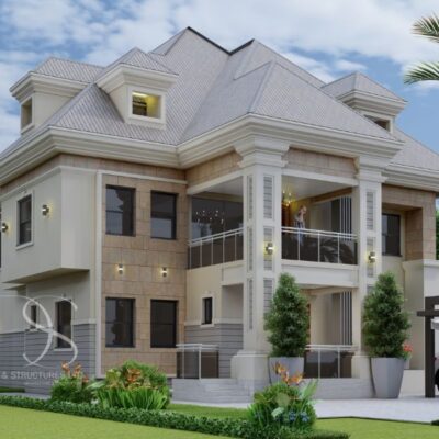 Plan SUDU61-5Bedroom Duplex with Basement, Pool & Separate BQ on 860 Sq.m