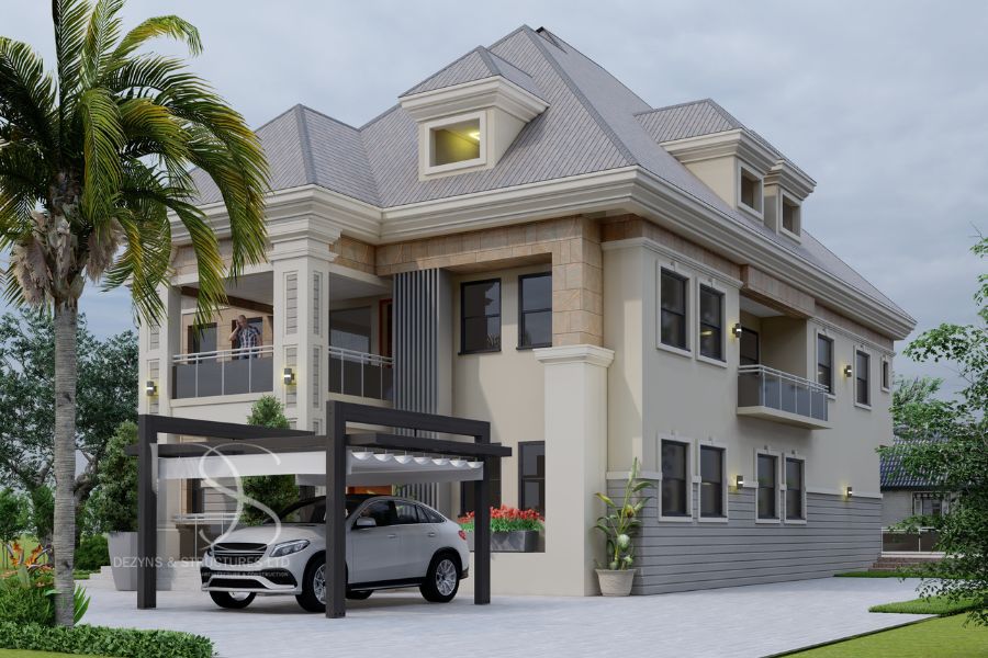 Plan SUDU61-5Bedroom Duplex with Basement, Pool & Separate BQ on 860 Sq.m