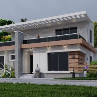 Plan TOBU09-4Bedroom Bungalow with Pent Floor on 350sq.m Land