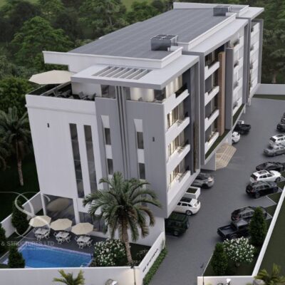 Plan TOFL26-12 Units of 2Bedroom Flats with 2 Units of 3Bedroom Penthouse Apartments on 1,600 Sq.m Land