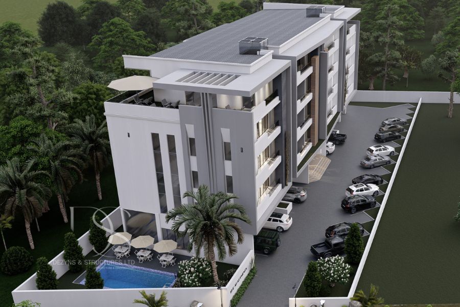 Plan TOFL26-12 Units of 2Bedroom Flats with 2 Units of 3Bedroom Penthouse Apartments on 1,600 Sq.m Land